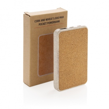 Logo trade advertising products image of: Cork and Wheat 5.000 mAh pocket powerbank