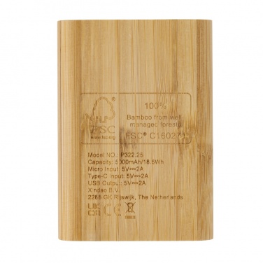 Logotrade promotional gift picture of: Bamboo 5.000 mAh powerbank