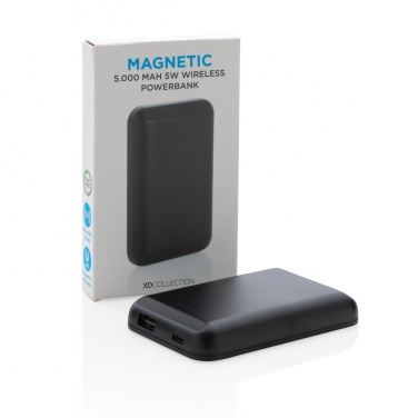 Logo trade promotional merchandise image of: Magnetic 5.000 mAh 5W wireless powerbank