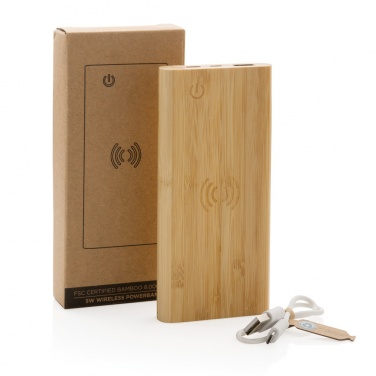 Logotrade advertising product image of: Bamboo 8.000 mAh 5W wireless powerbank