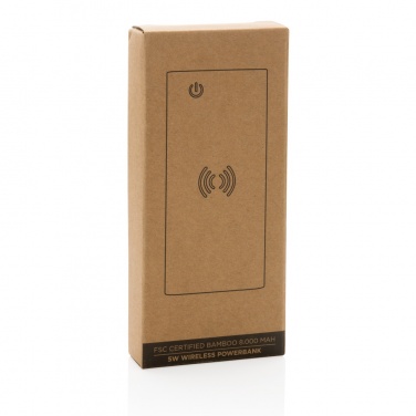 Logo trade promotional products picture of: Bamboo 8.000 mAh 5W wireless powerbank