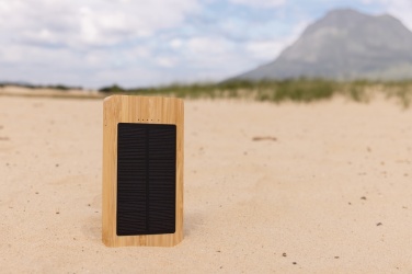 Logo trade advertising product photo of: Sunwick 10.000 mAh Bamboo solar powerbank