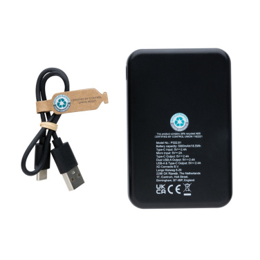 Logo trade promotional giveaway photo of: RCS recycled plastic 5.000 mAh powerbank