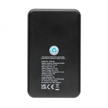 Logo trade corporate gifts image of: RCS recycled plastic 5.000 mAh 5W wireless powerbank