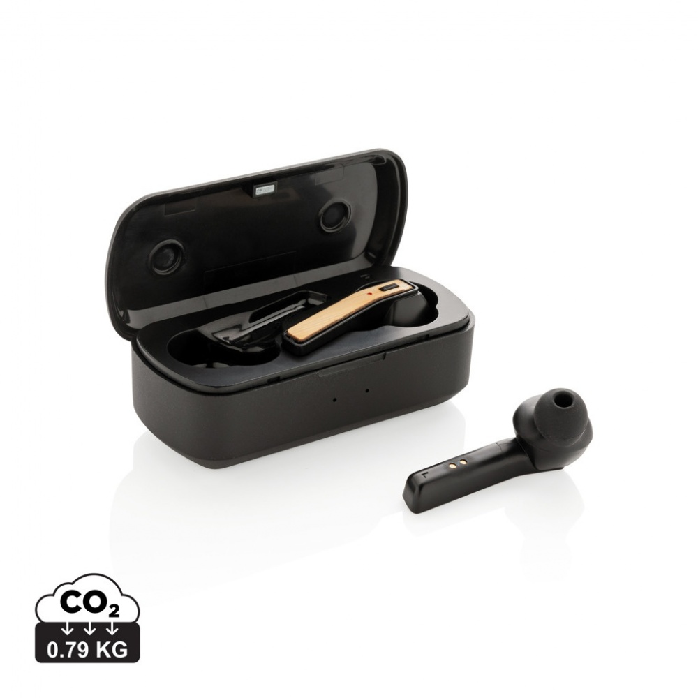 Logotrade corporate gift image of: Bamboo Free Flow TWS earbuds in case