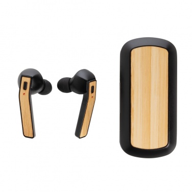 Logotrade promotional item image of: Bamboo Free Flow TWS earbuds in case
