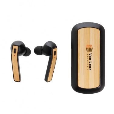 Logotrade promotional gift picture of: Bamboo Free Flow TWS earbuds in case