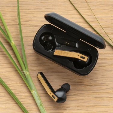 Logotrade promotional merchandise picture of: Bamboo Free Flow TWS earbuds in case