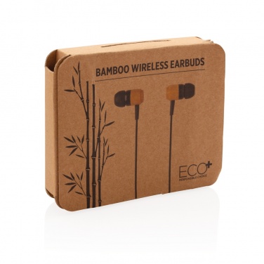 Logo trade promotional items picture of: Bamboo wireless earbuds