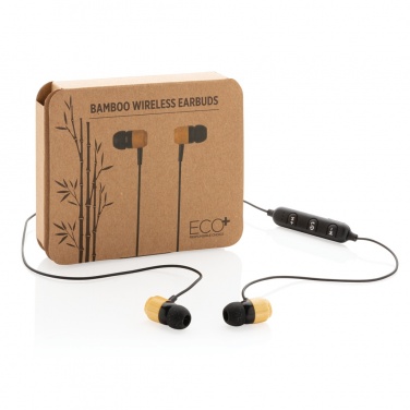 Logo trade business gift photo of: Bamboo wireless earbuds