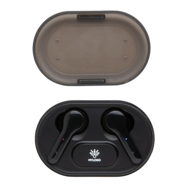 Logo trade advertising product photo of: Light up logo TWS earbuds in charging case