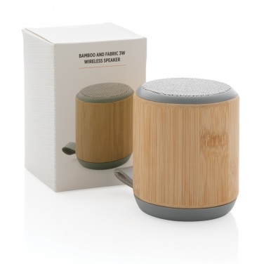 Logo trade promotional merchandise picture of: Bamboo and fabric 3W wireless speaker