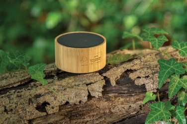 Logo trade promotional giveaway photo of: RCS recycled plastic and bamboo 3W wireless speaker