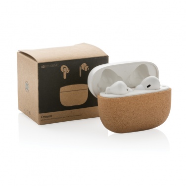 Logo trade promotional products picture of: Oregon RCS recycled plastic and cork TWS earbuds