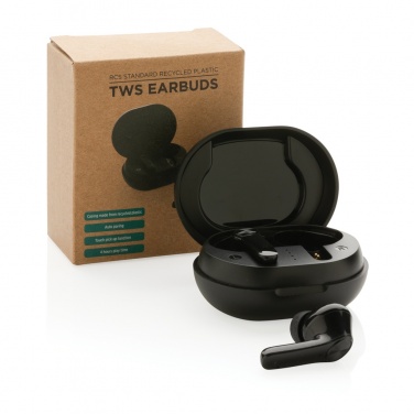 Logo trade promotional giveaway photo of: RCS standard recycled plastic TWS earbuds