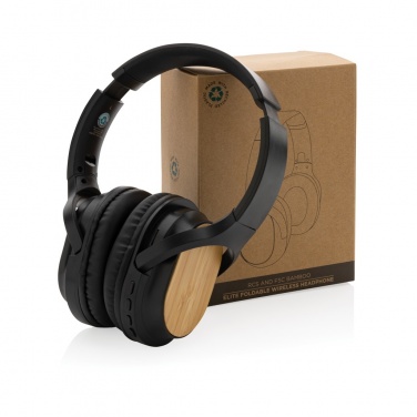 Logotrade corporate gift image of: RCS and bamboo Elite Foldable wireless headphone