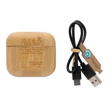 Logo trade corporate gift photo of: Bamboo TWS earbuds with RCS recycled plastic