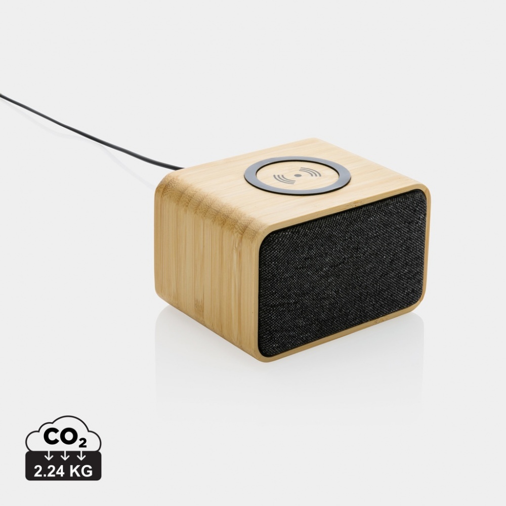 Logo trade advertising product photo of: RCS Rplastic 3W speaker with bamboo 5W wireless