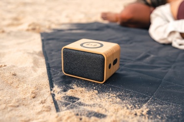 Logo trade promotional merchandise image of: RCS Rplastic 3W speaker with bamboo 5W wireless
