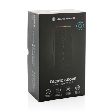 Logo trade corporate gifts image of: Urban Vitamin Pacific Grove RCS rplastic 30W speaker IPX7