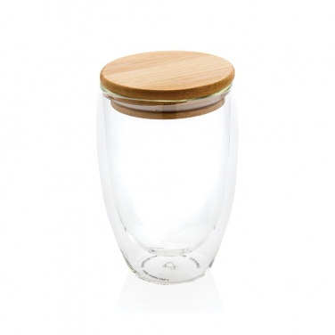 Logotrade corporate gift image of: Double wall borosilicate glass with bamboo lid 350ml