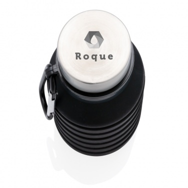 Logo trade promotional giveaways image of: Leakproof collapsible silicone bottle with lid