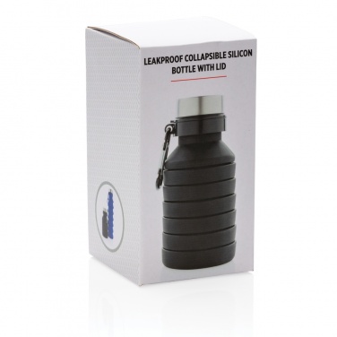 Logo trade business gift photo of: Leakproof collapsible silicone bottle with lid