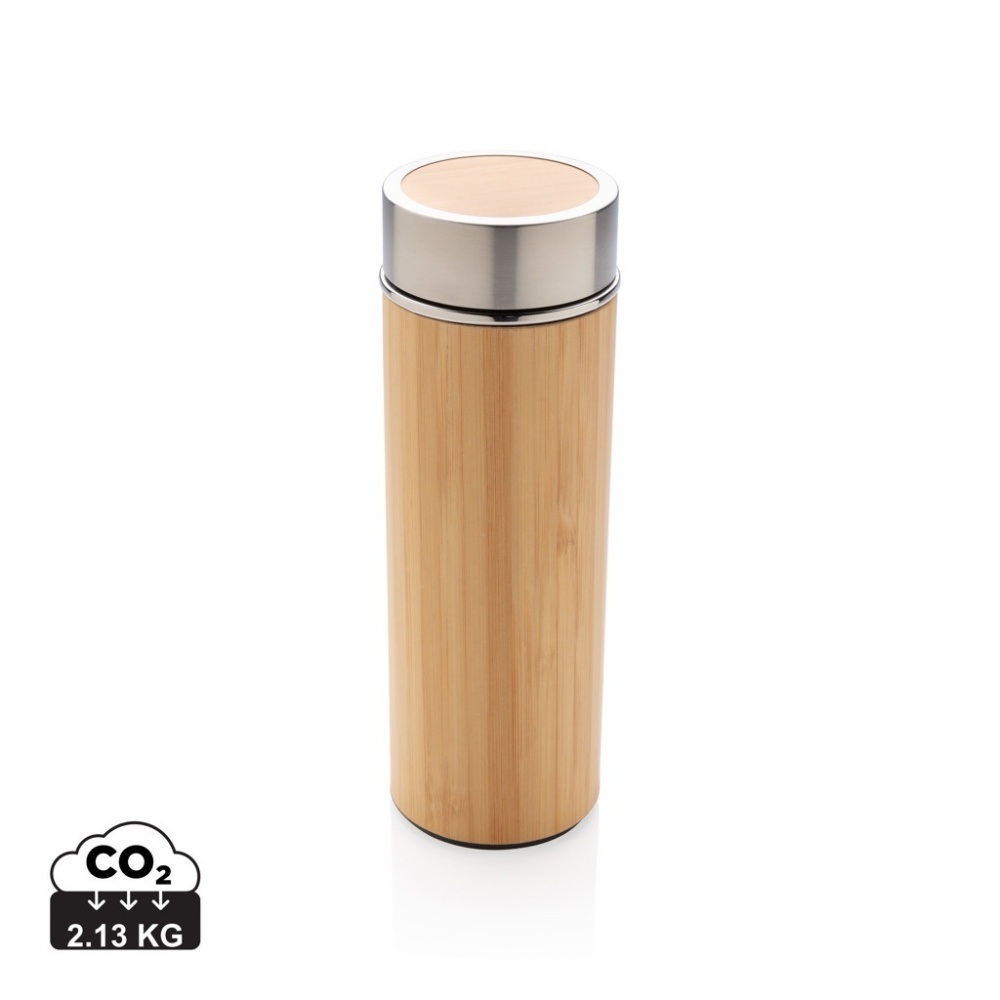 Logo trade promotional gifts image of: Leak proof bamboo vacuum bottle