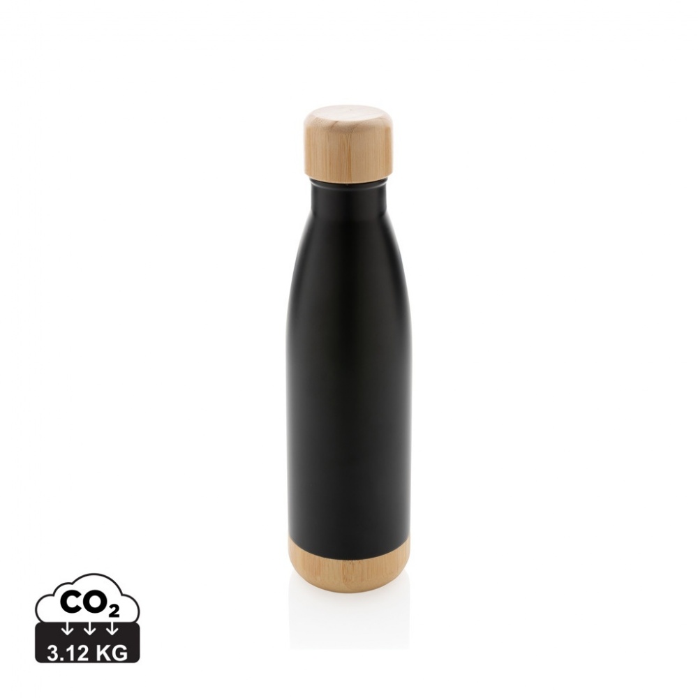 Logo trade corporate gifts picture of: Vacuum stainless steel bottle with bamboo lid and bottom