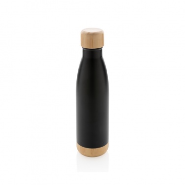 Logotrade advertising product image of: Vacuum stainless steel bottle with bamboo lid and bottom