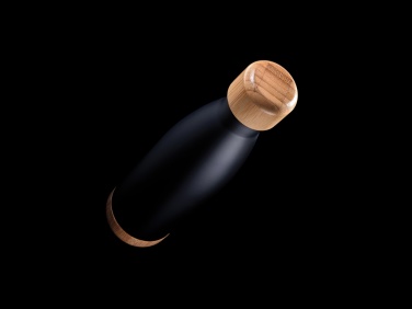 Logo trade promotional products image of: Vacuum stainless steel bottle with bamboo lid and bottom