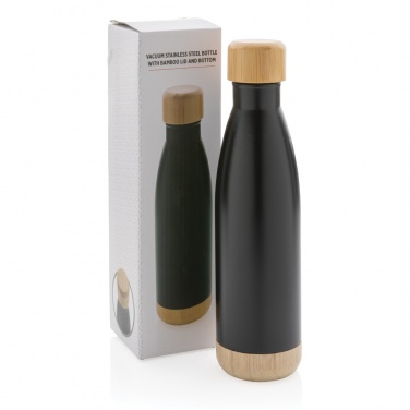 Logo trade corporate gifts image of: Vacuum stainless steel bottle with bamboo lid and bottom