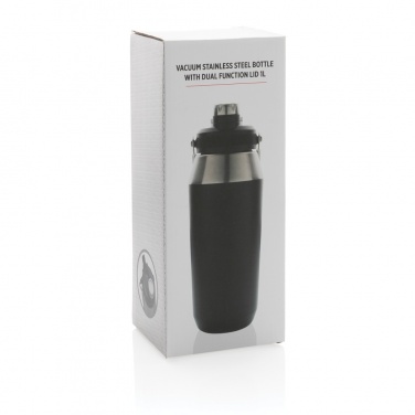 Logo trade advertising product photo of: Vacuum stainless steel dual function lid bottle 1L