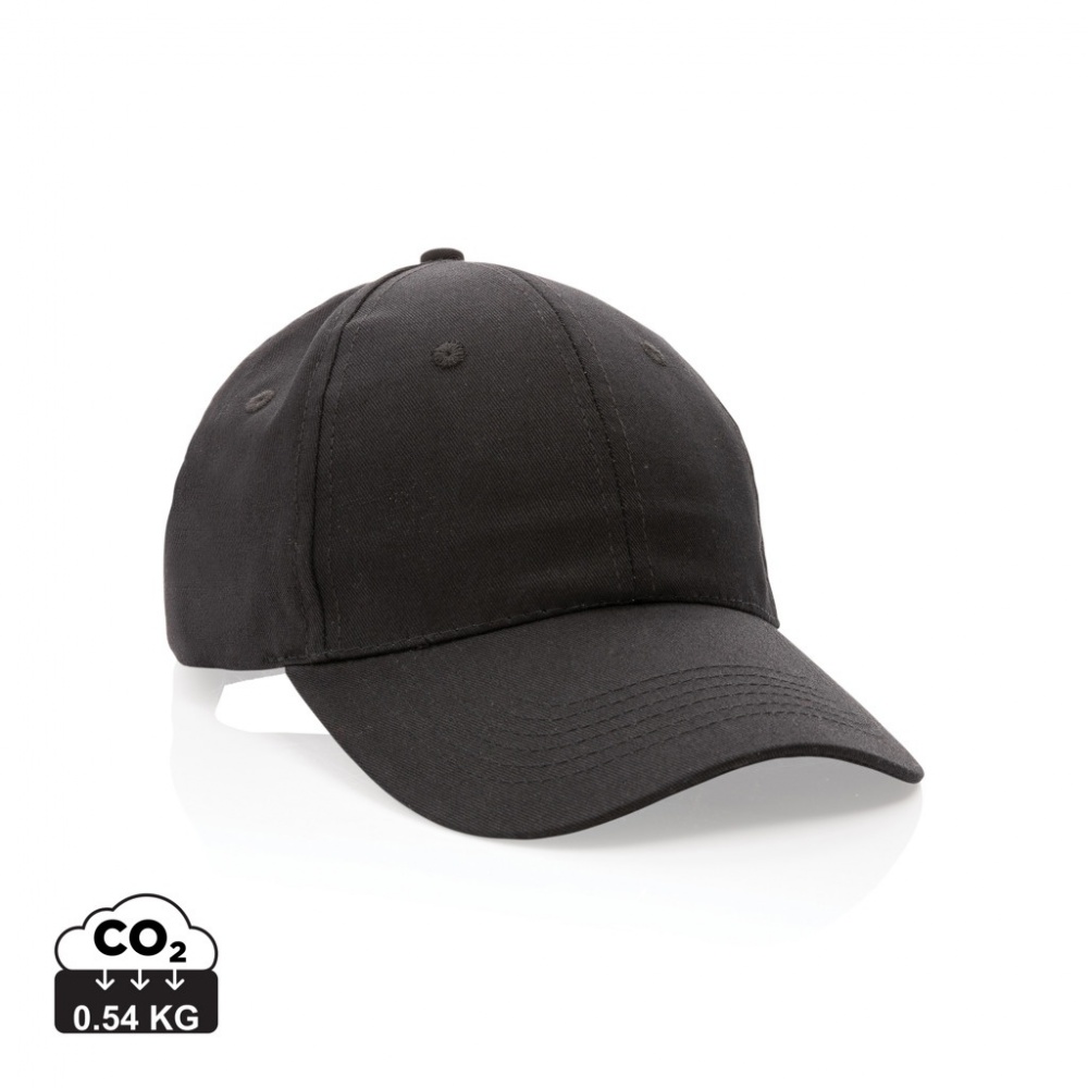 Logo trade corporate gifts image of: Impact 6 panel 190gr Recycled cotton cap with AWARE™ tracer