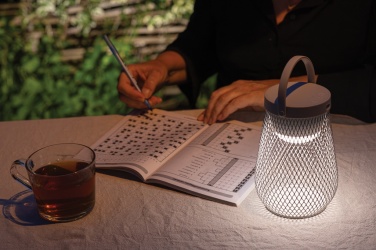 Logo trade promotional gifts picture of: Aurora RCS recycled plastic USB re-chargeable table lamp