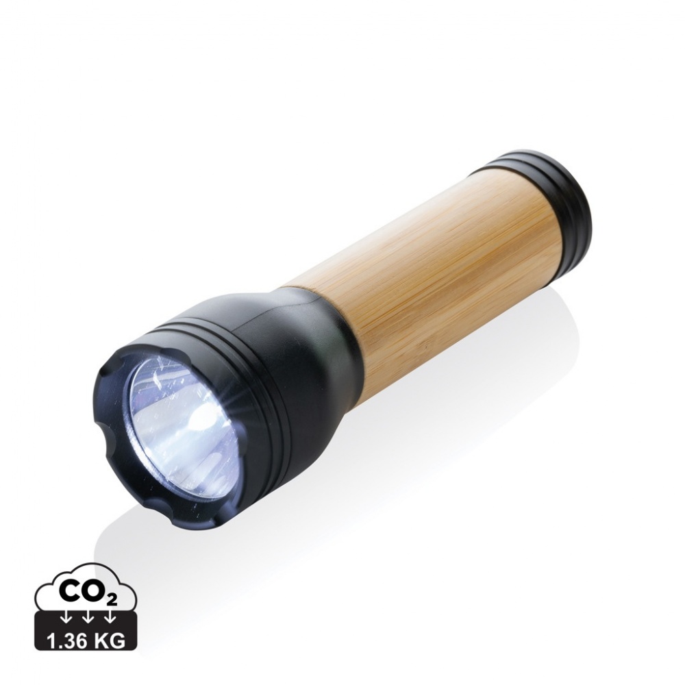 Logo trade corporate gifts picture of: Lucid 3W RCS certified recycled plastic & bamboo torch