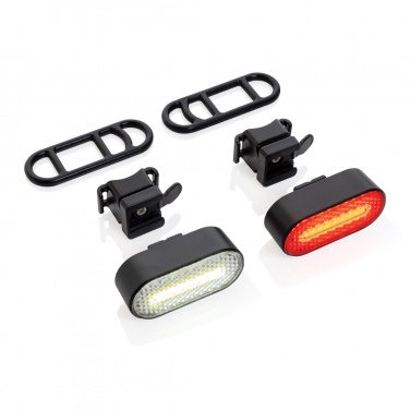 Logotrade promotional giveaway picture of: Lumino RCS recycled plastic USB re-chargeable bike light set