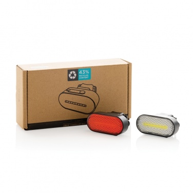 Logotrade business gift image of: Lumino RCS recycled plastic USB re-chargeable bike light set