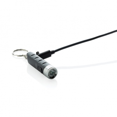 Logotrade business gift image of: Globix RCS recycled plastic USB re-chargeable keychain torch
