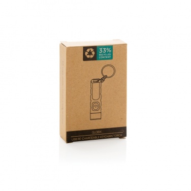 Logotrade promotional giveaway picture of: Globix RCS recycled plastic USB re-chargeable keychain torch