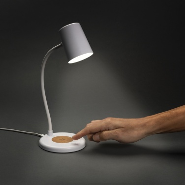 Logotrade corporate gift picture of: Zenara RCS recycled plastic and cork 15W wireless desk lamp