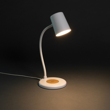 Logotrade promotional merchandise photo of: Zenara RCS recycled plastic and cork 15W wireless desk lamp