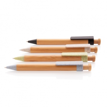 Logo trade promotional items image of: Bamboo pen with wheatstraw clip
