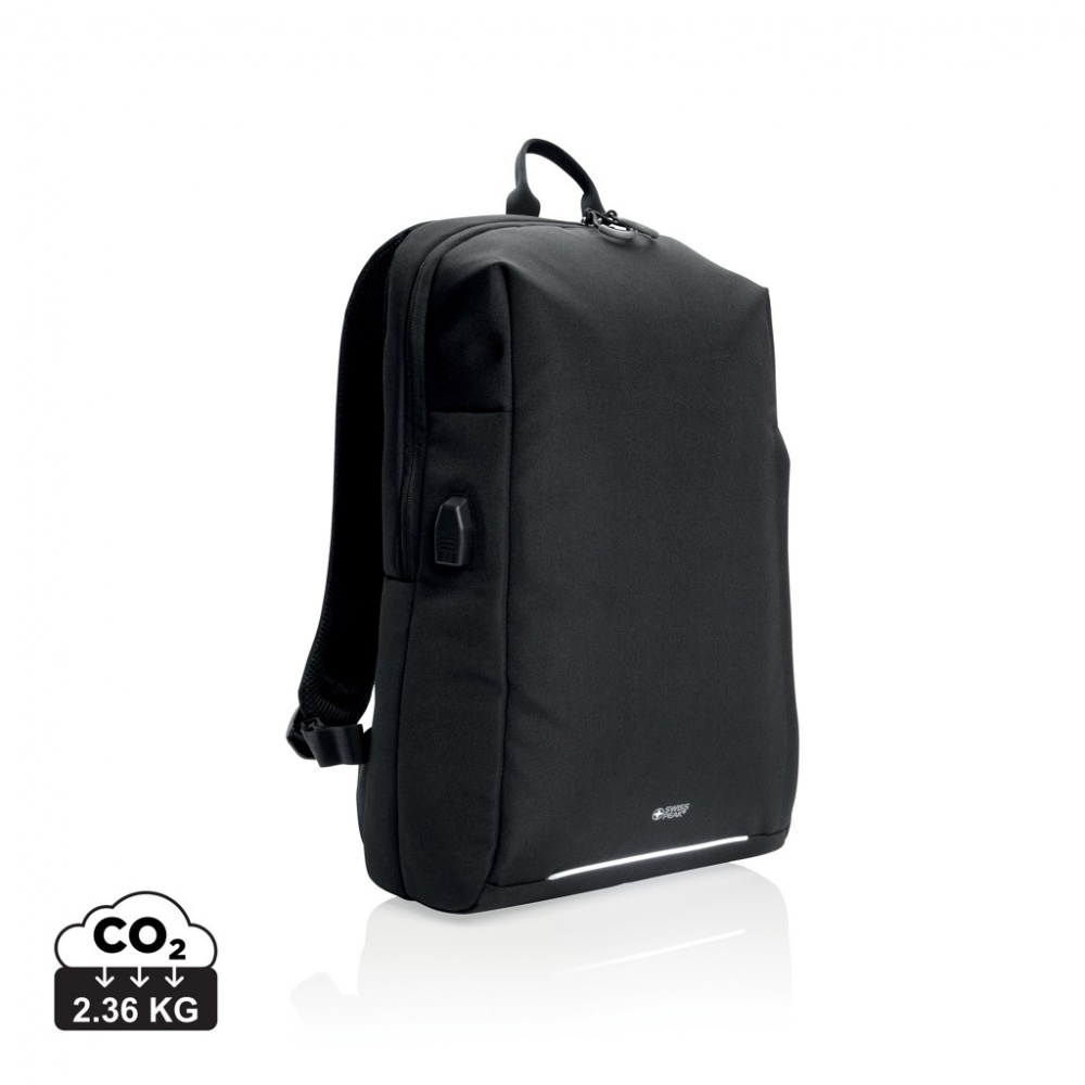 Logotrade corporate gift picture of: Swiss Peak AWARE™ RFID and USB A laptop backpack