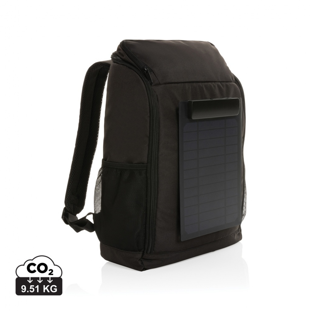 Logotrade advertising product picture of: Pedro AWARE™ RPET deluxe backpack with 5W solar panel