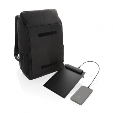 Logo trade business gift photo of: Pedro AWARE™ RPET deluxe backpack with 5W solar panel
