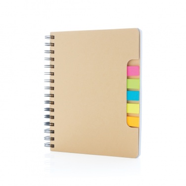 Logo trade promotional merchandise image of: A5 Kraft spiral notebook with sticky notes