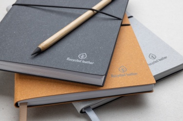 Logo trade business gifts image of: A5 recycled leather notebook