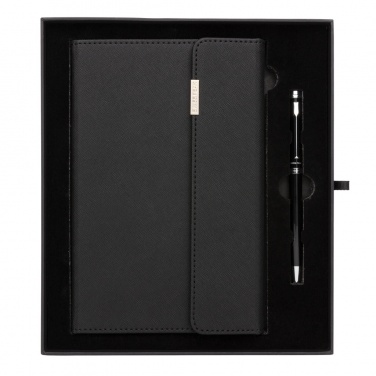 Logo trade promotional giveaways image of: Swiss Peak deluxe A5 notebook and pen set