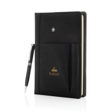 Logo trade promotional giveaways picture of: Refillable notebook and pen set